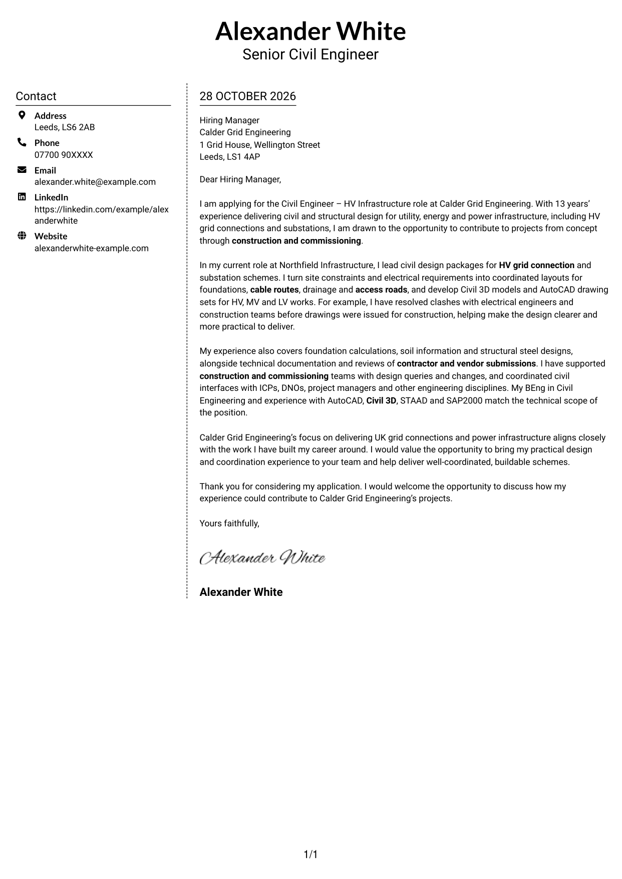 Cover letter example — page 1