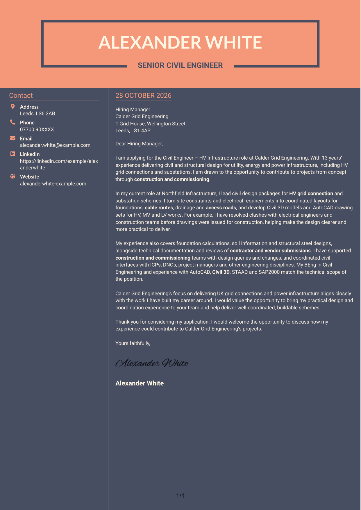Cover letter example — page 1