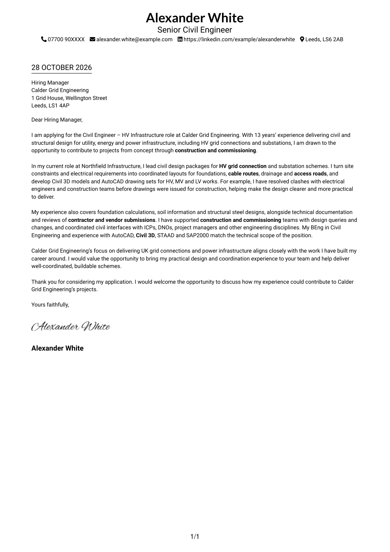Cover letter example — page 1