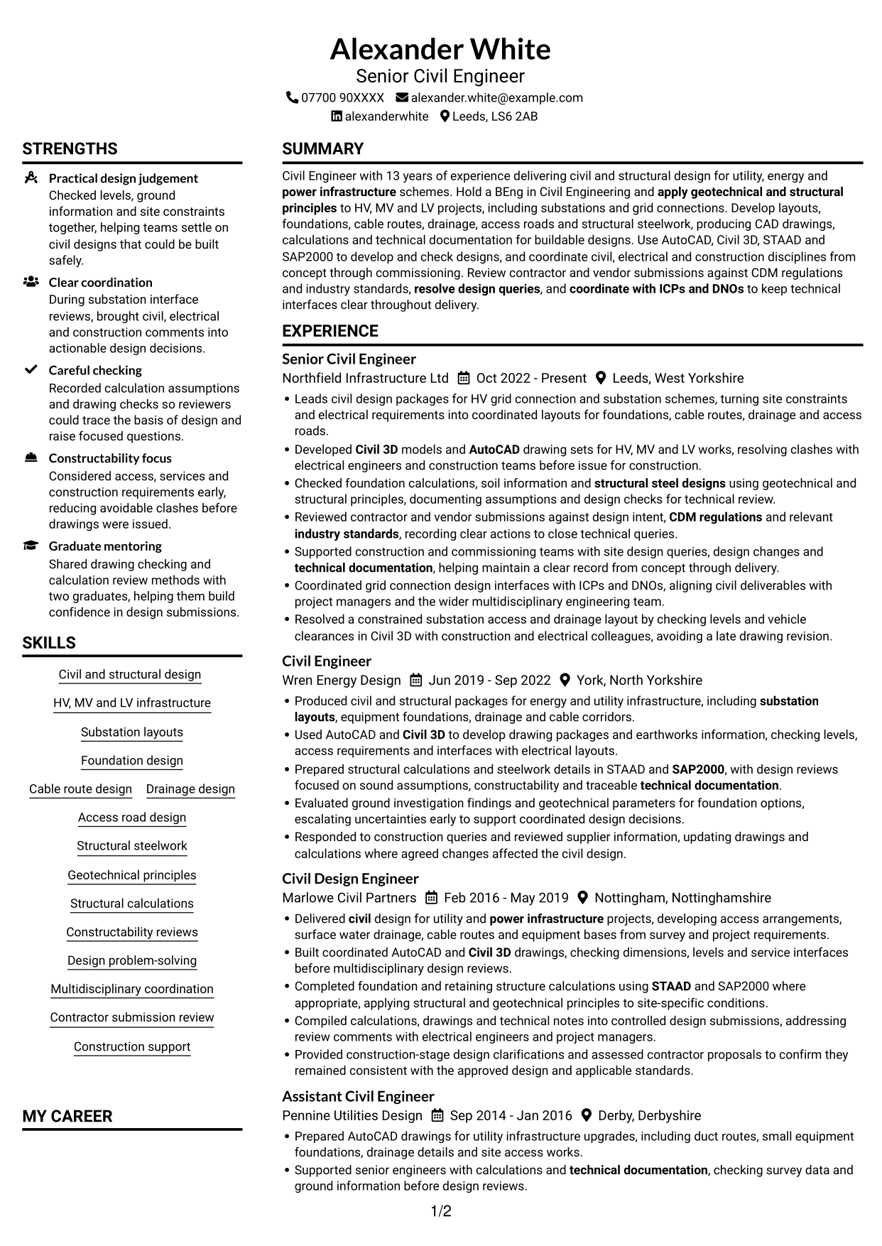 CV example — page 1
