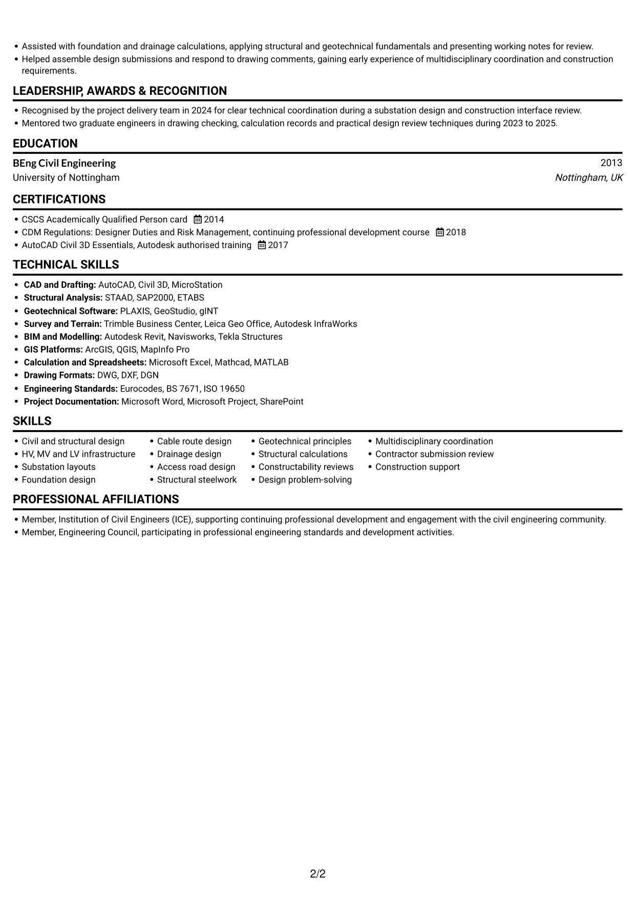 CV example — page 2