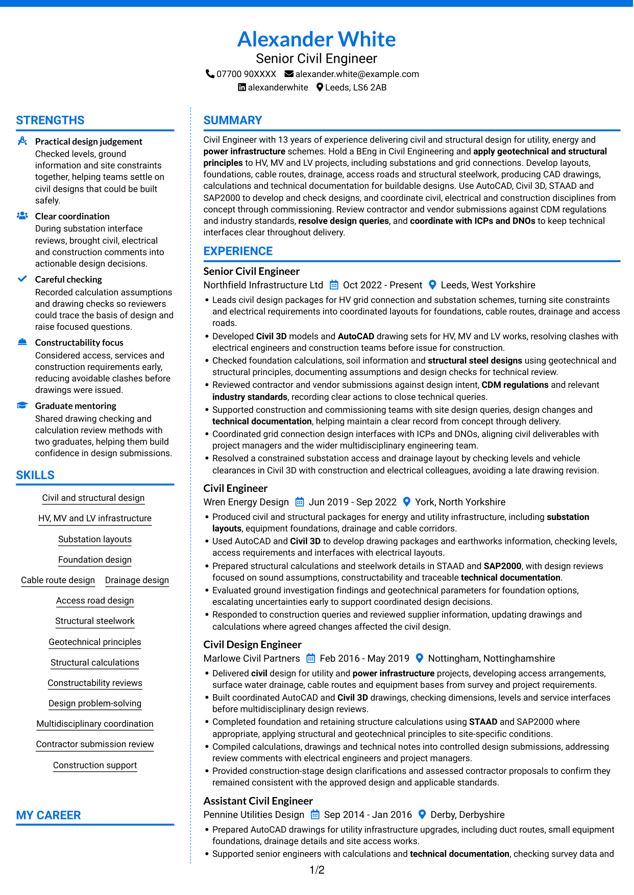 CV example — page 1