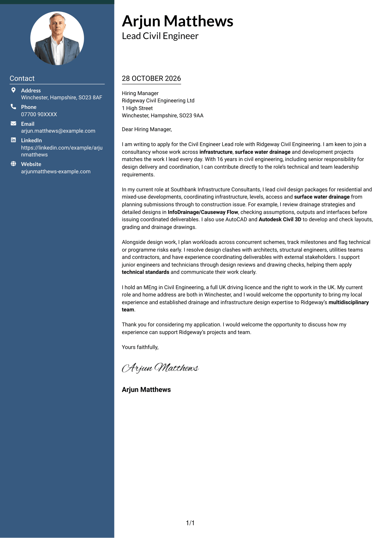 Cover letter example — page 1