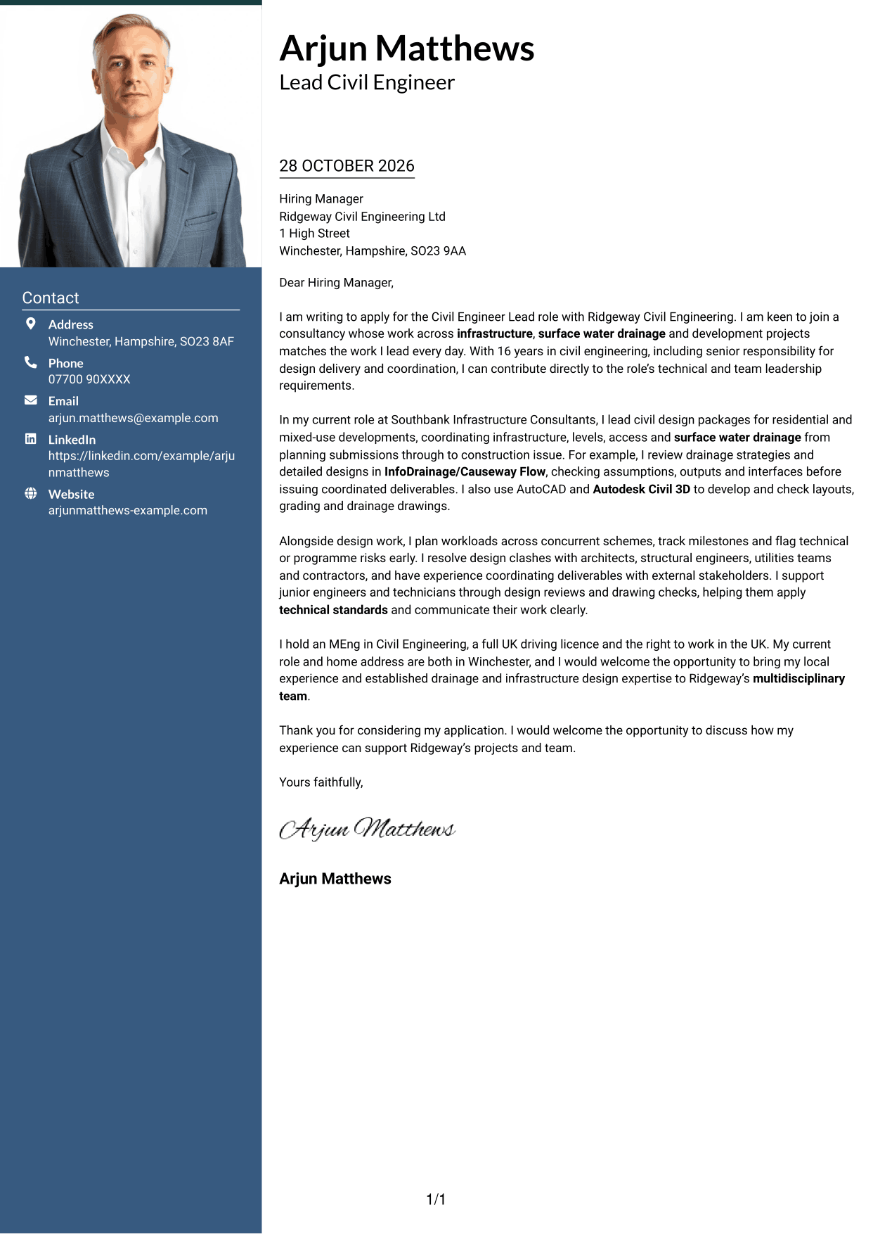 Cover letter example — page 1