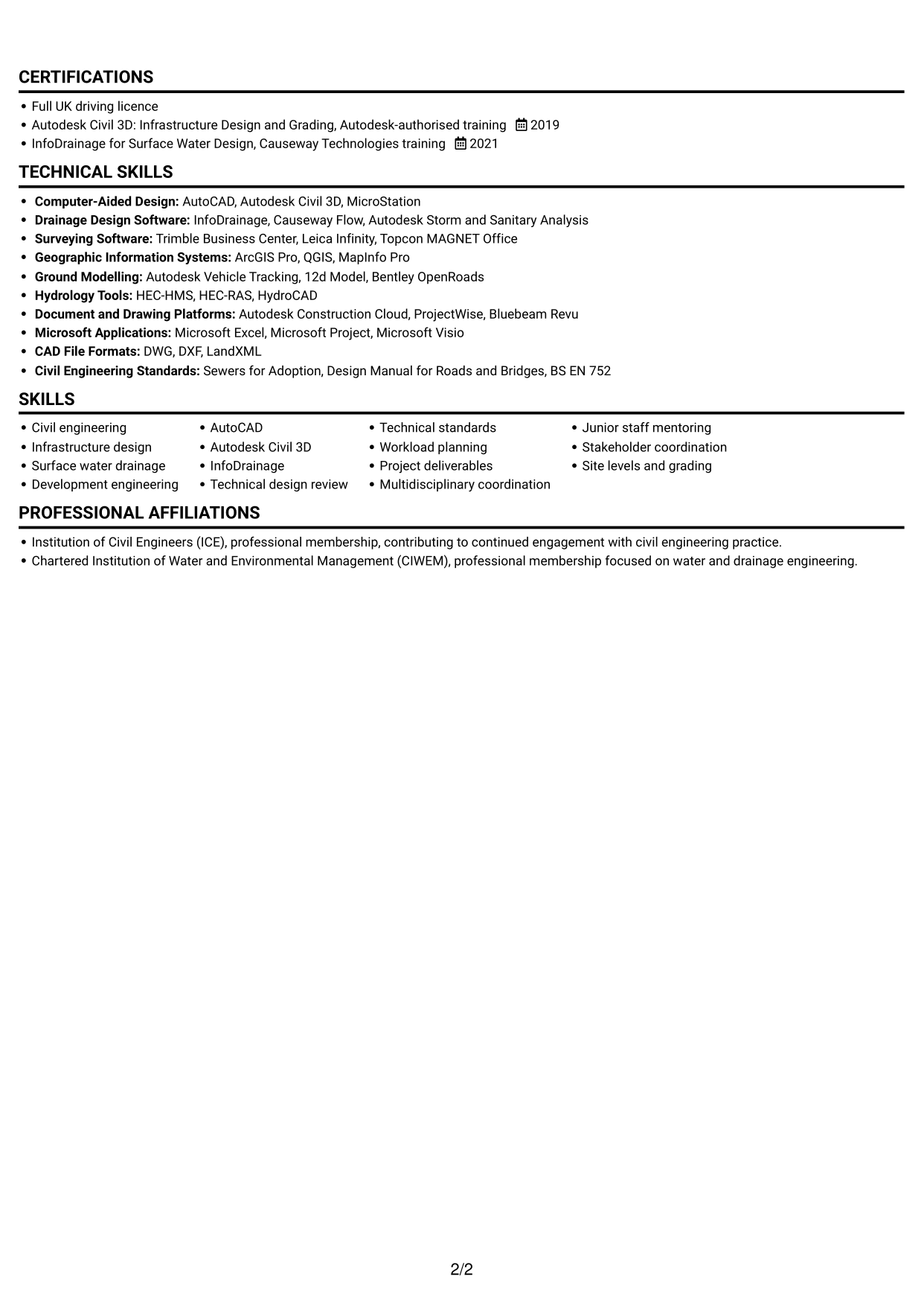 CV example — page 2