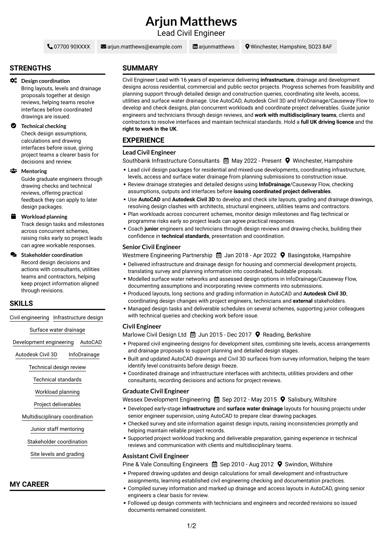 CV example — page 1