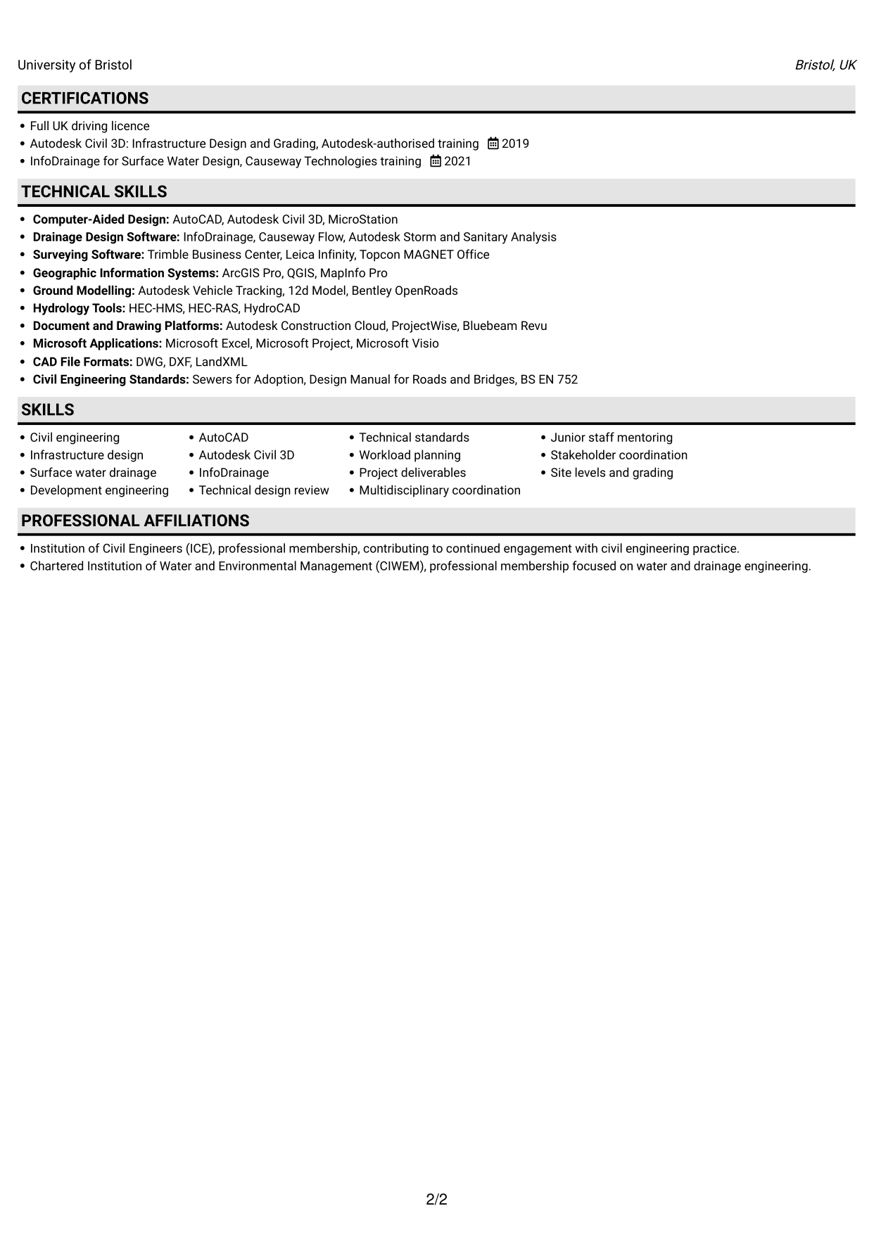 CV example — page 2