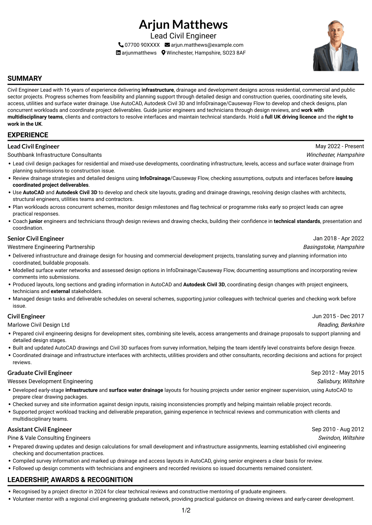 CV example — page 1