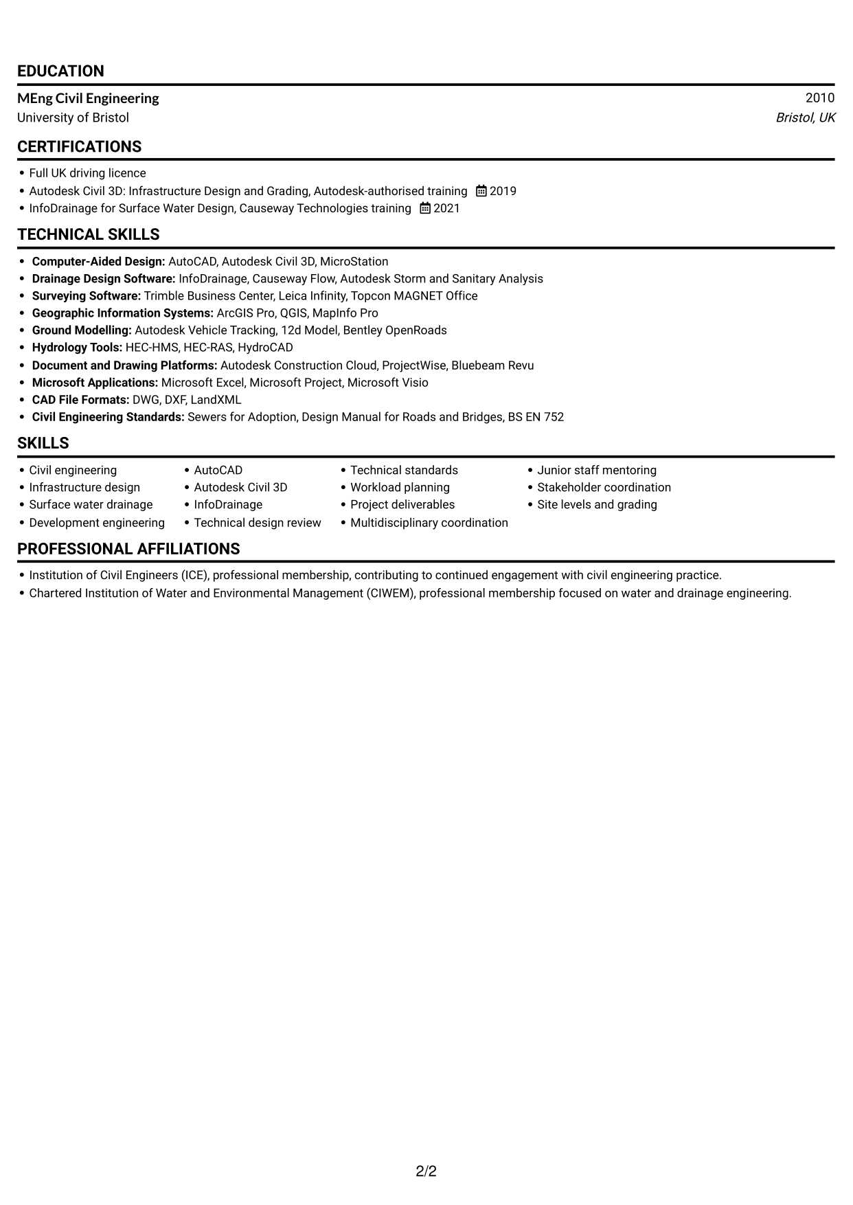 CV example — page 2