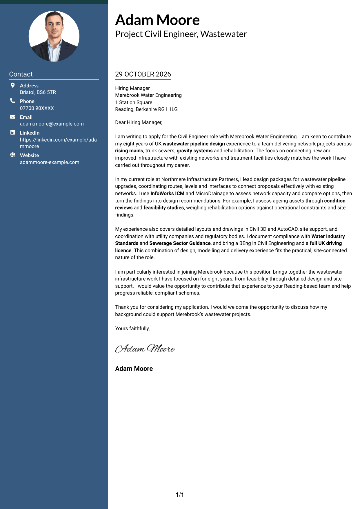 Cover letter example — page 1