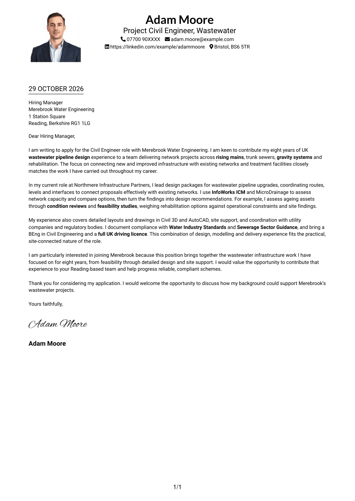 Cover letter example — page 1