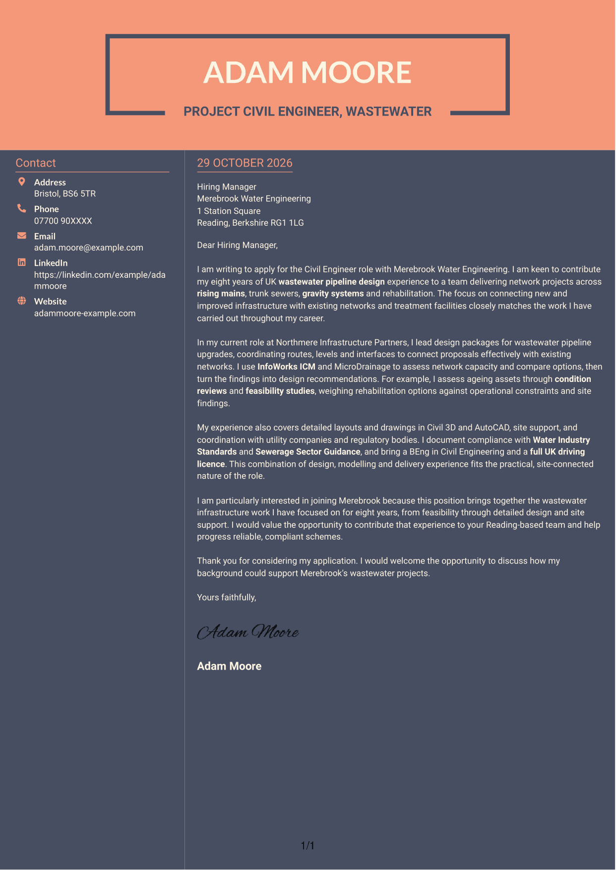 Cover letter example — page 1