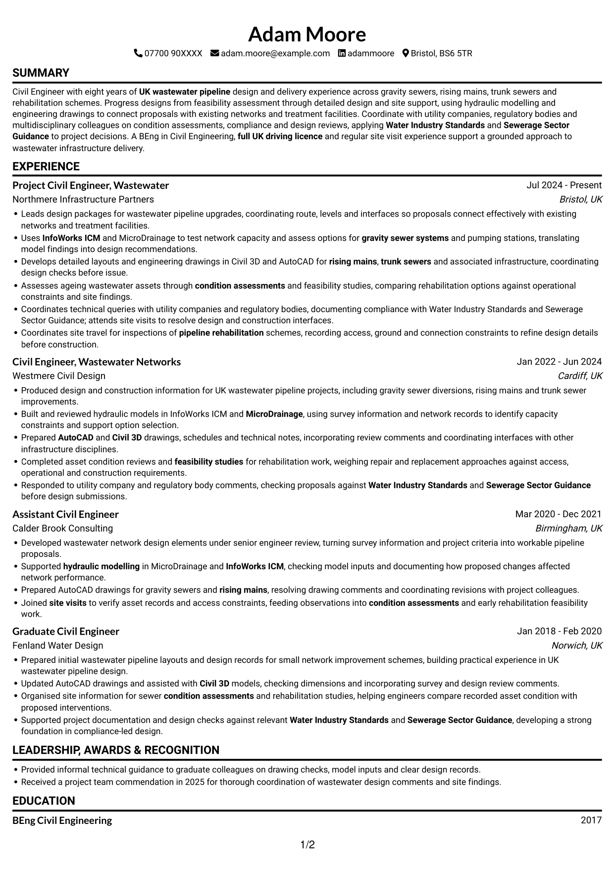 CV example — page 1