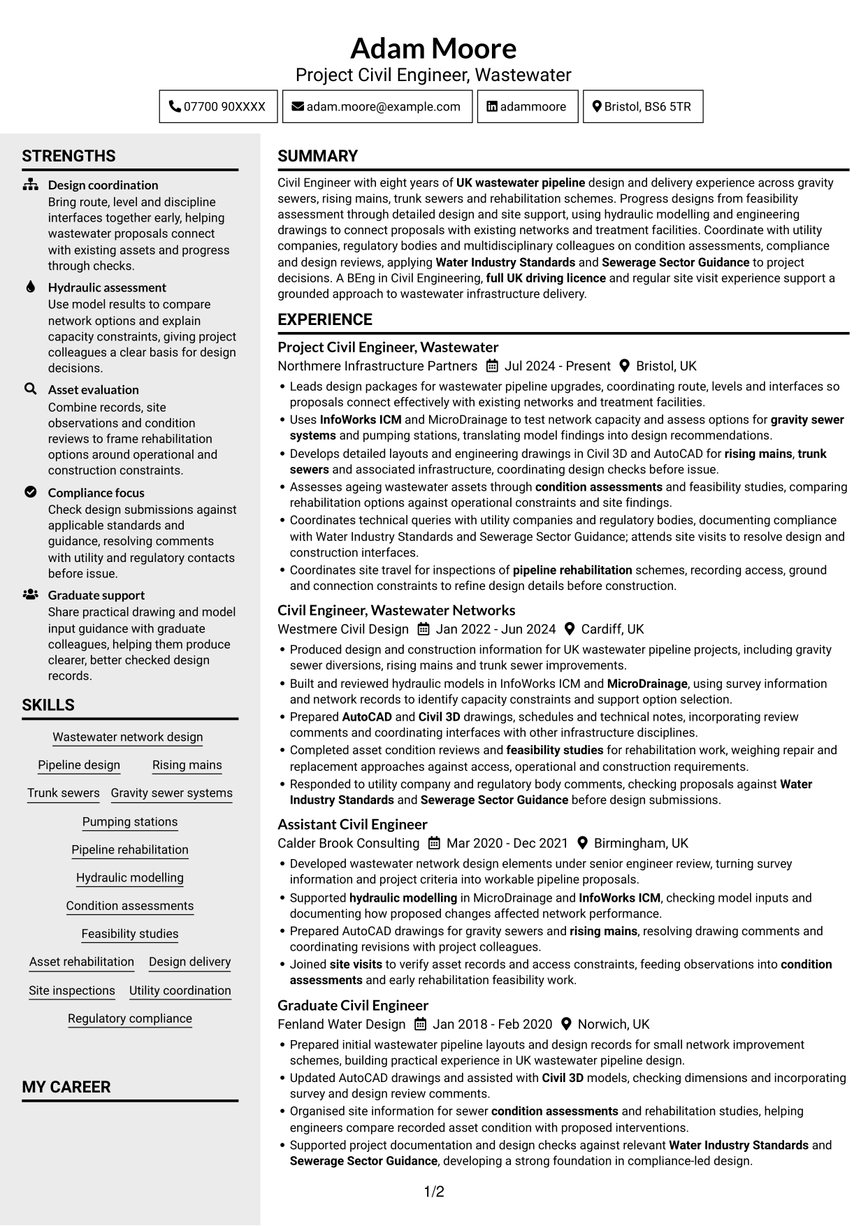CV example — page 1