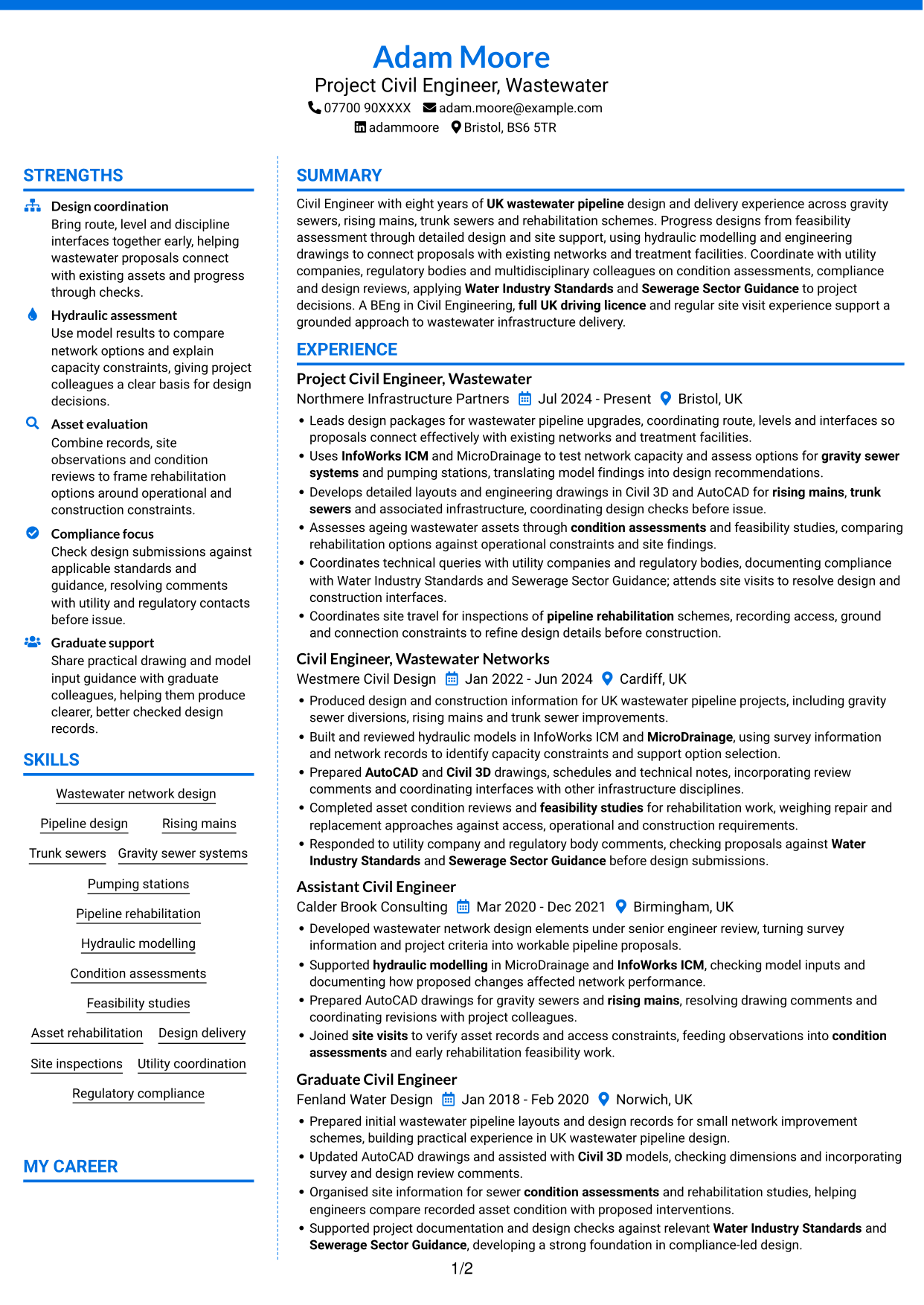 CV example — page 1
