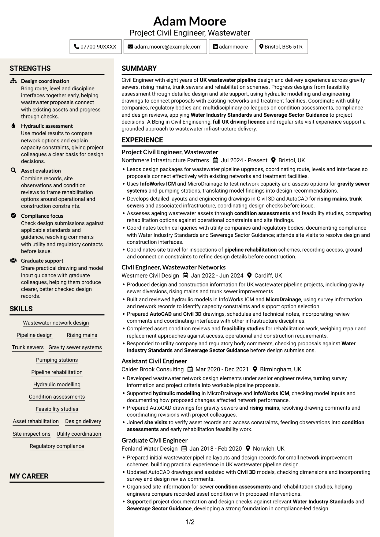 CV example — page 1