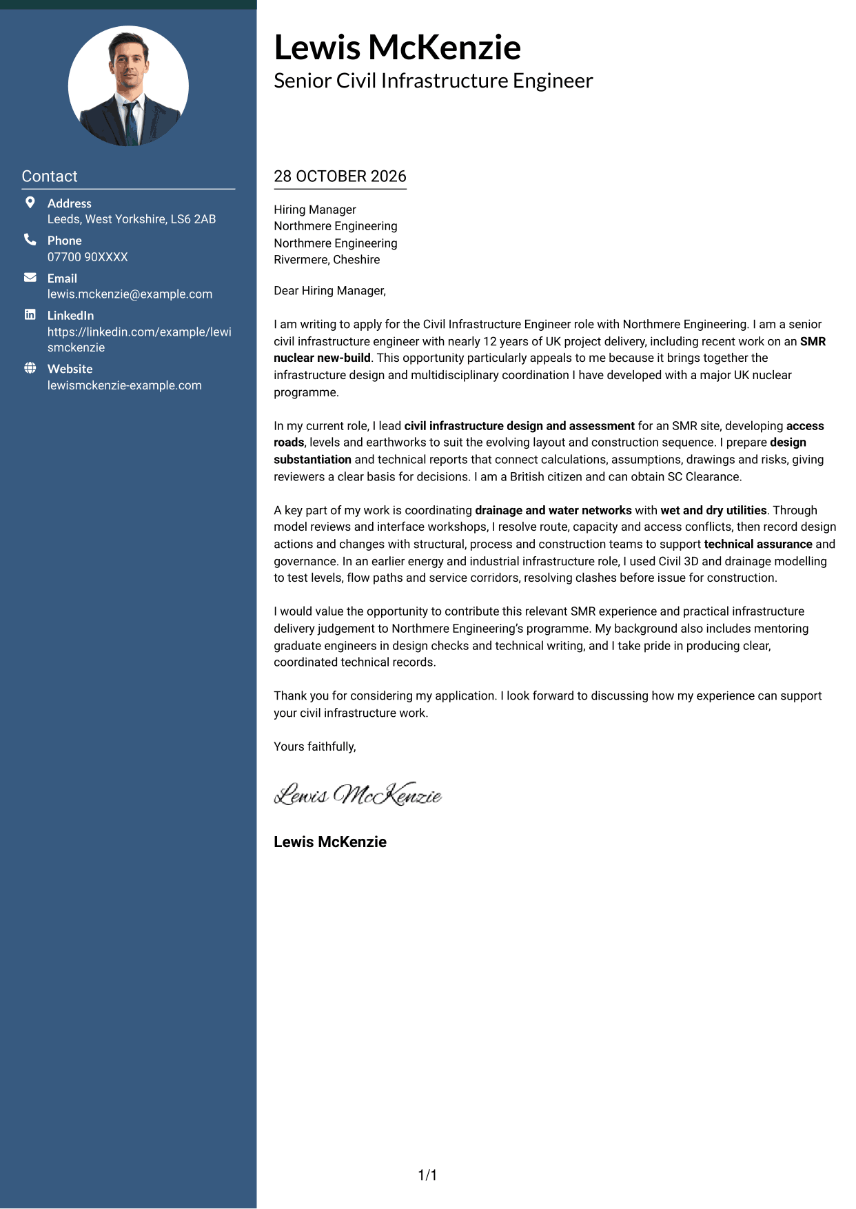 Cover letter example — page 1