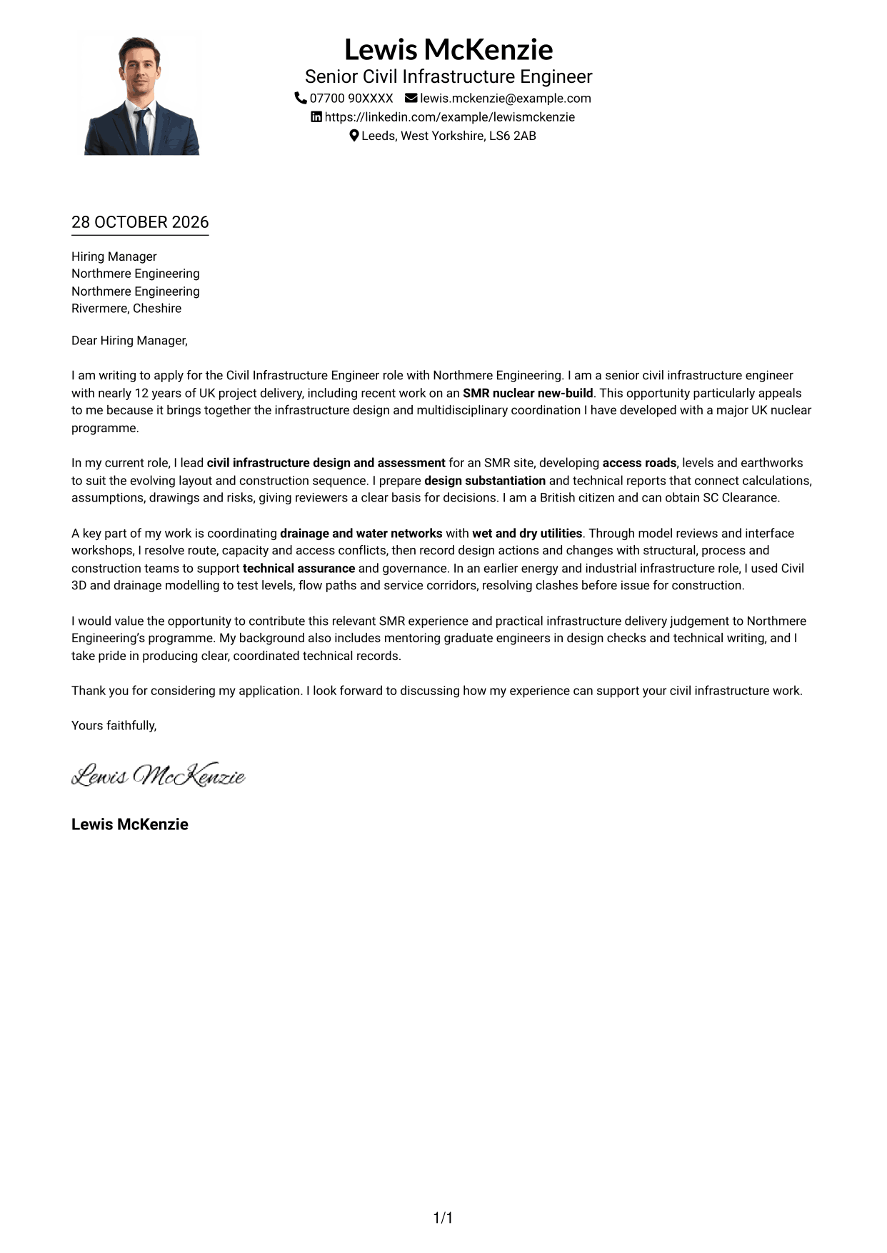 Cover letter example — page 1