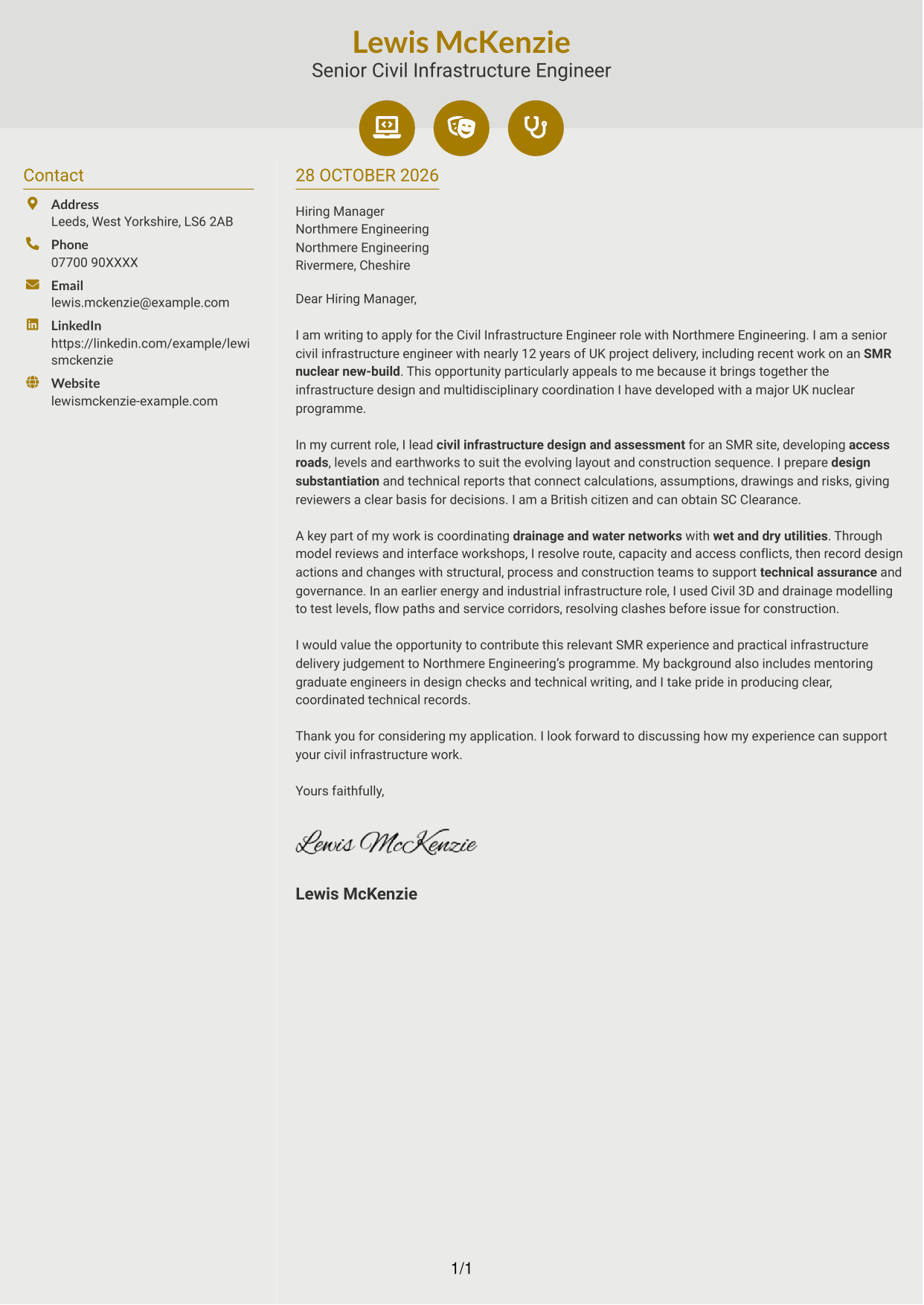 Cover letter example — page 1