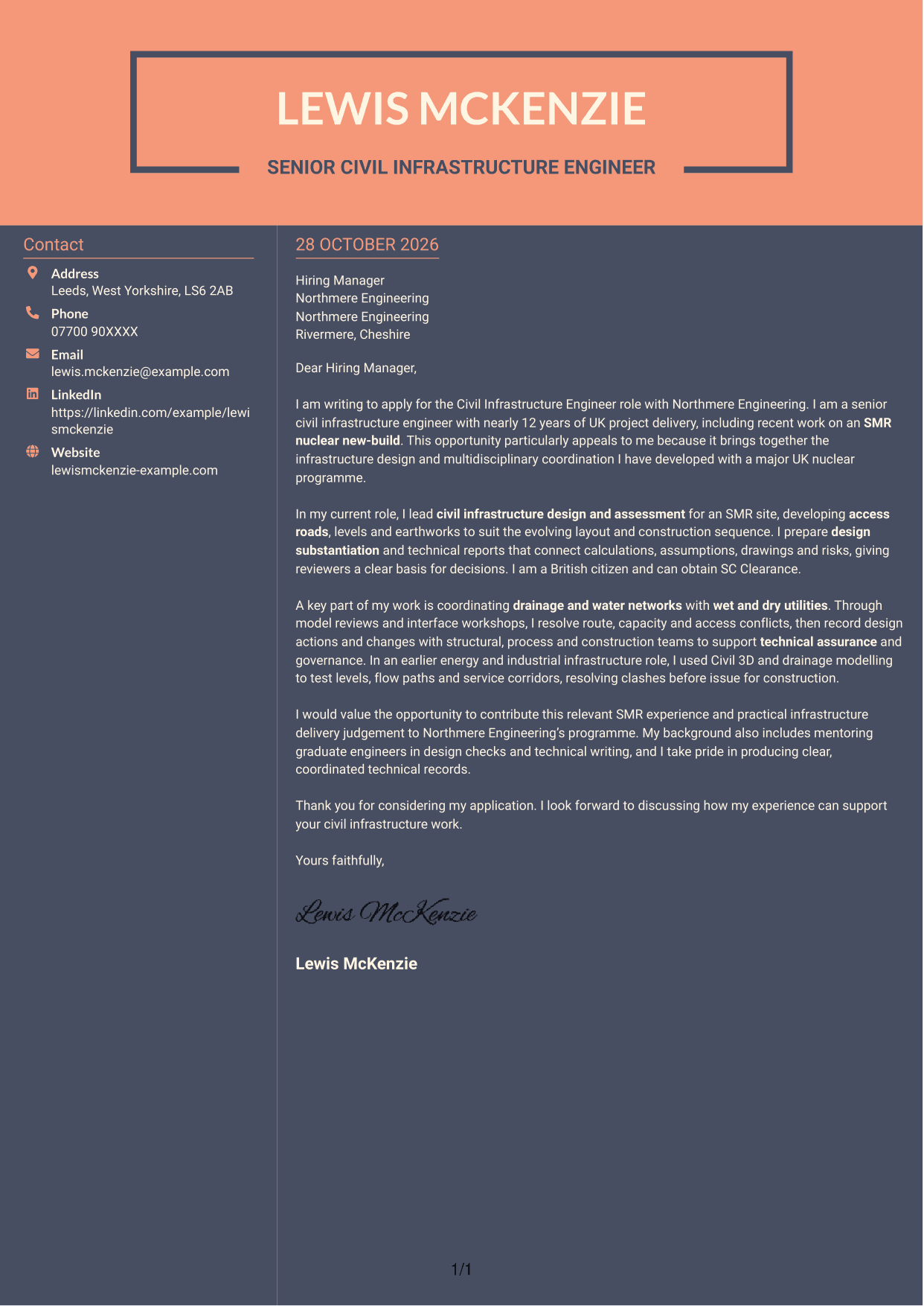 Cover letter example — page 1