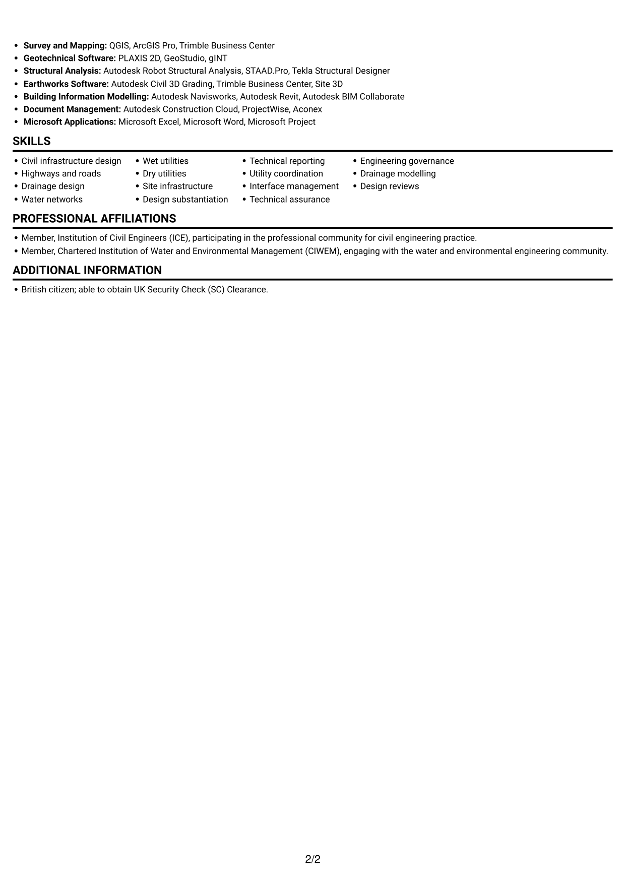 CV example — page 2