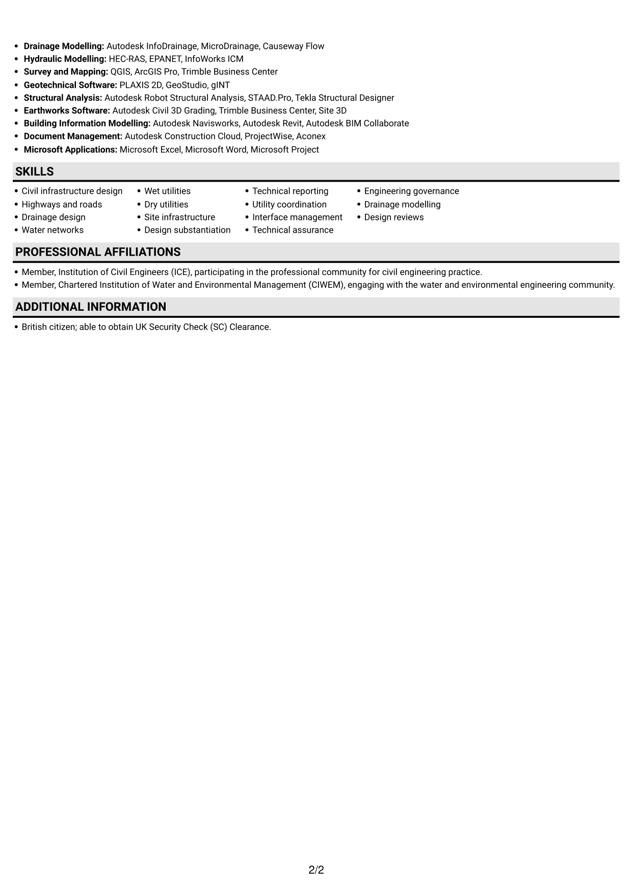 CV example — page 2
