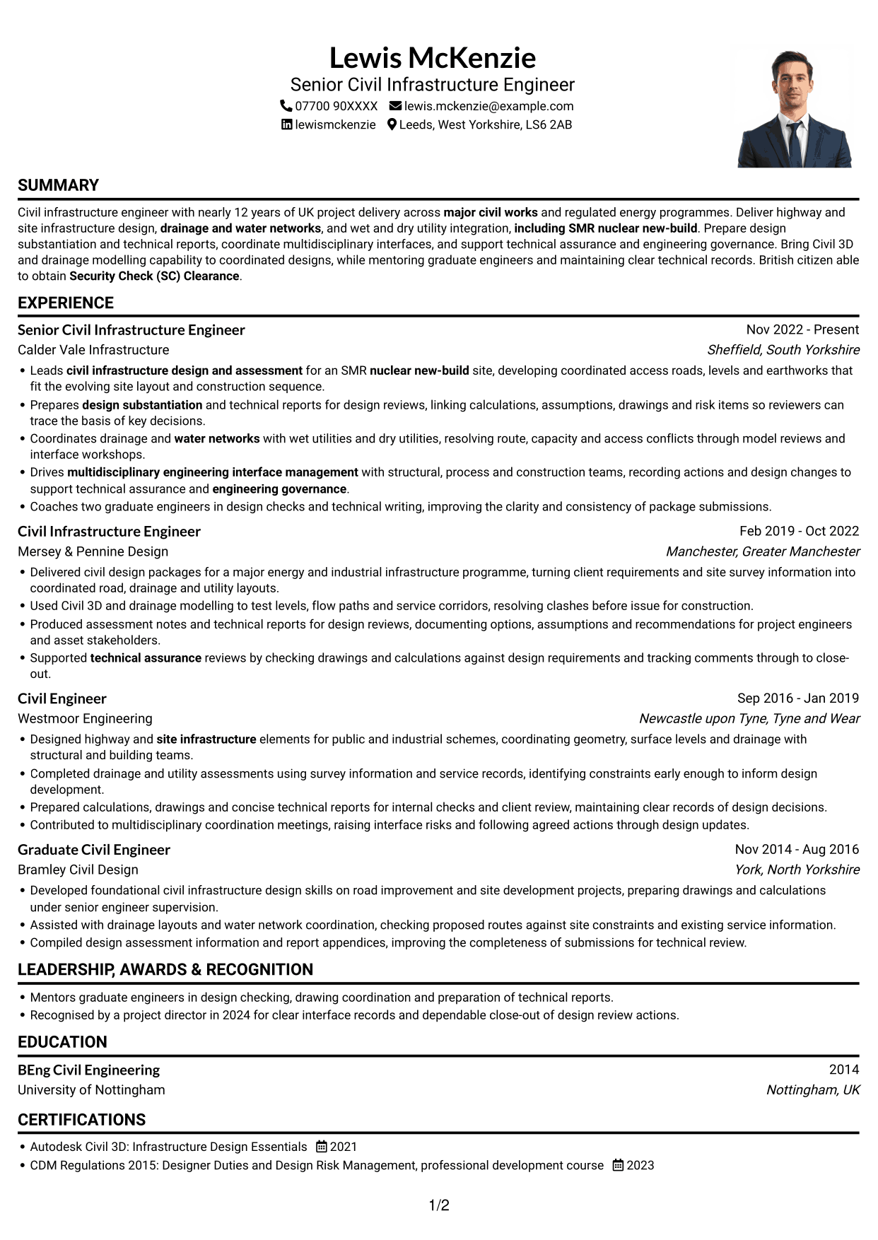 CV example — page 1