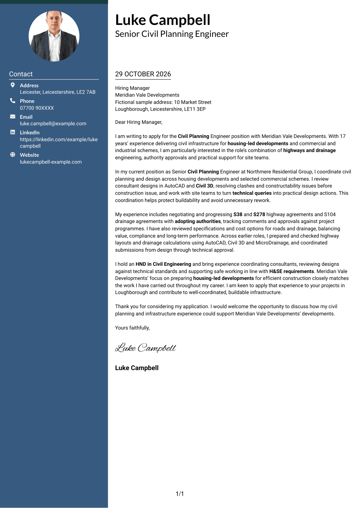 Cover letter example — page 1