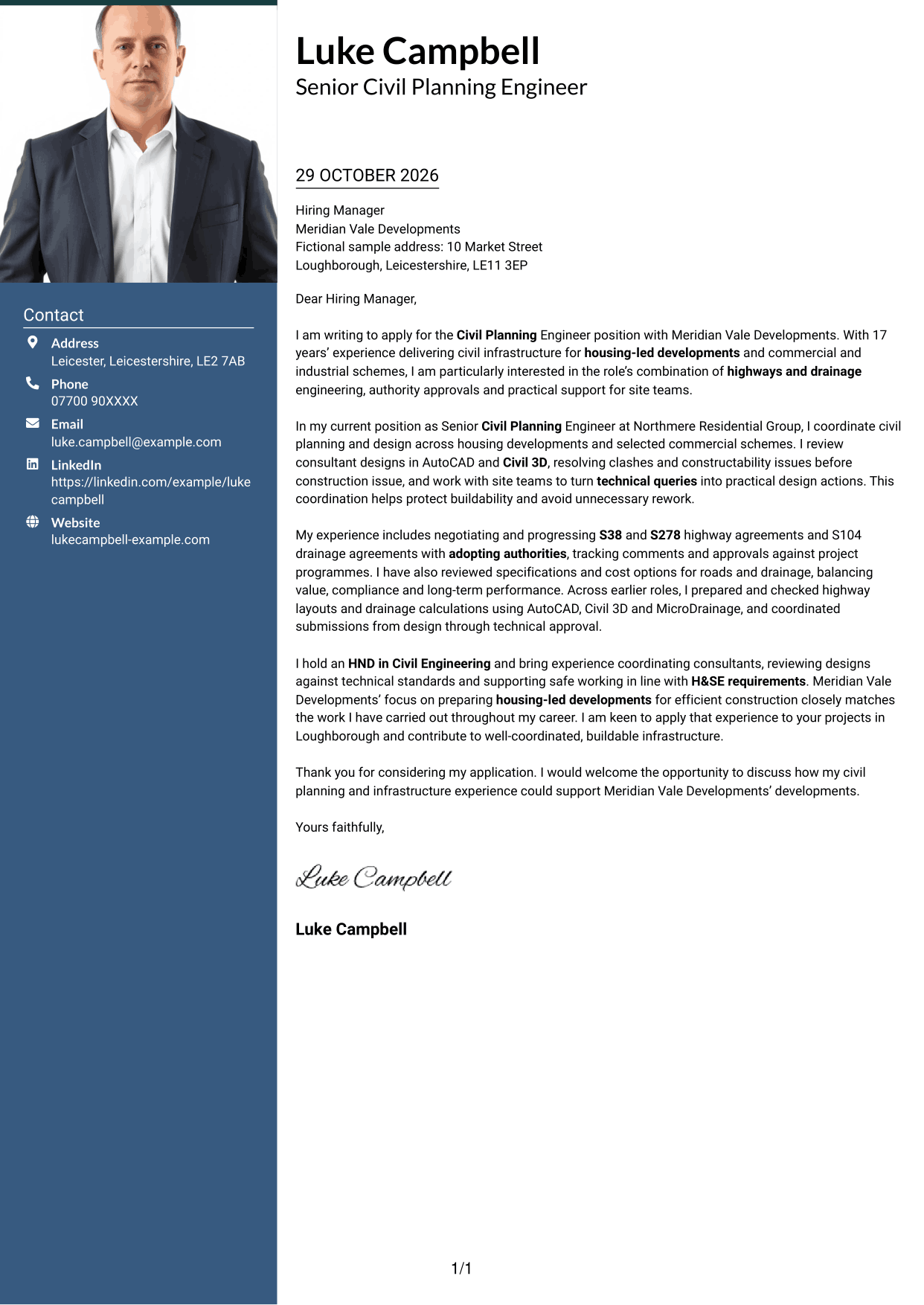 Cover letter example — page 1