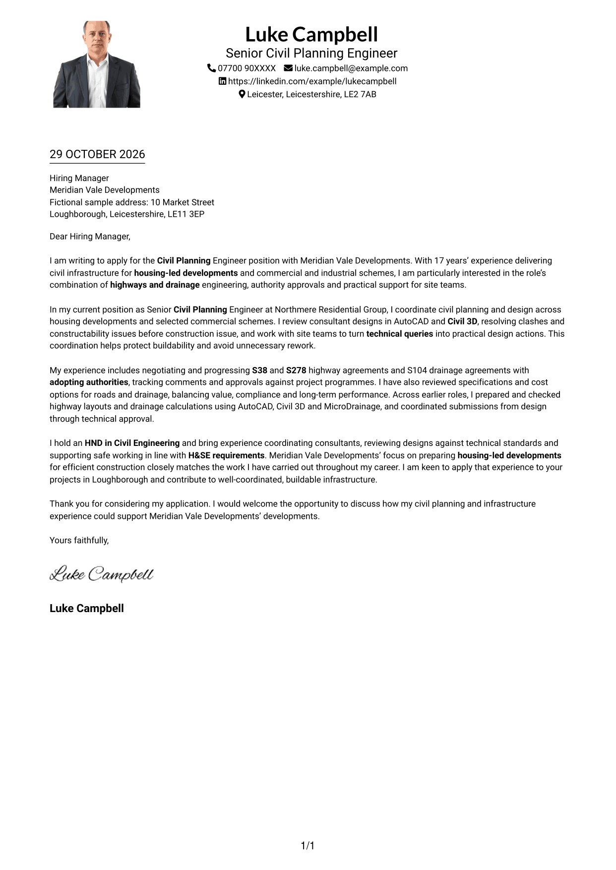 Cover letter example — page 1