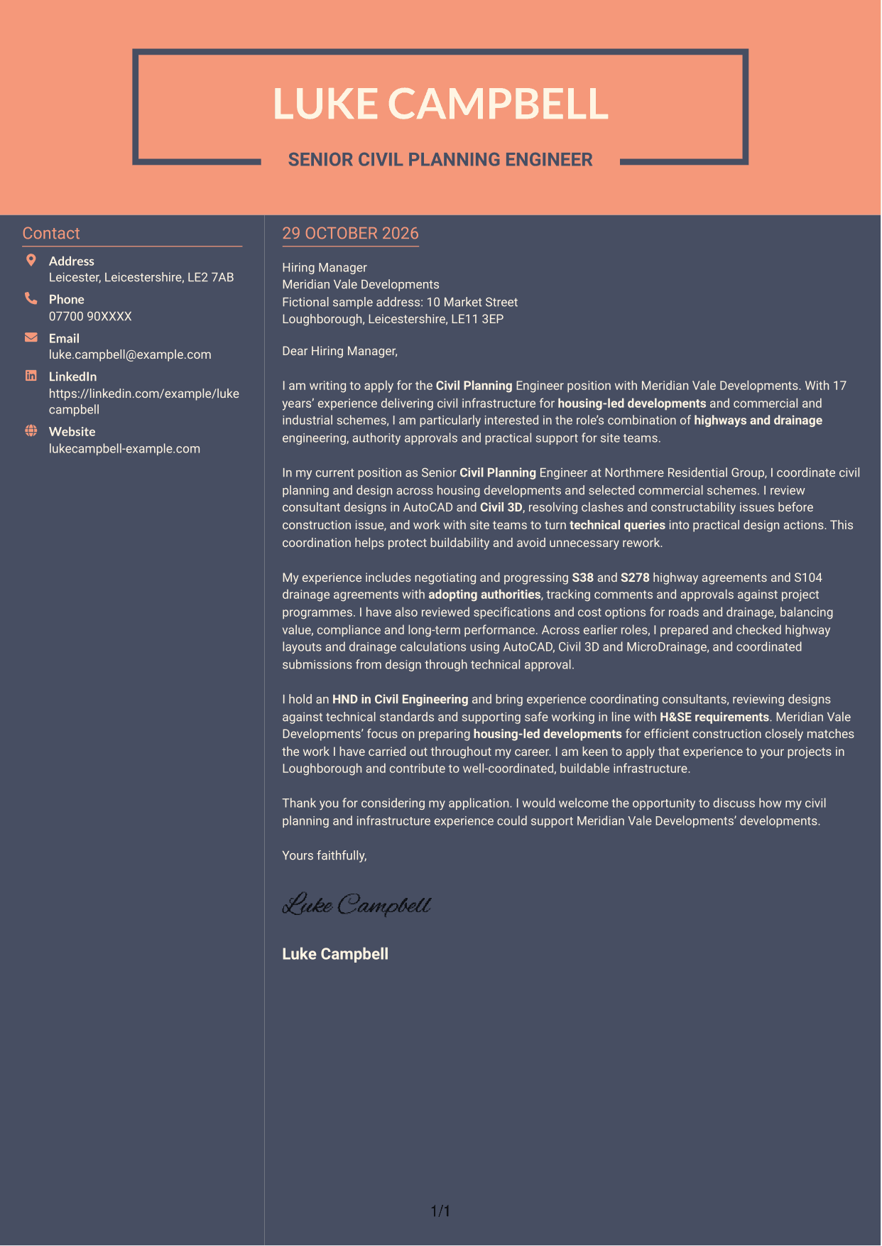 Cover letter example — page 1