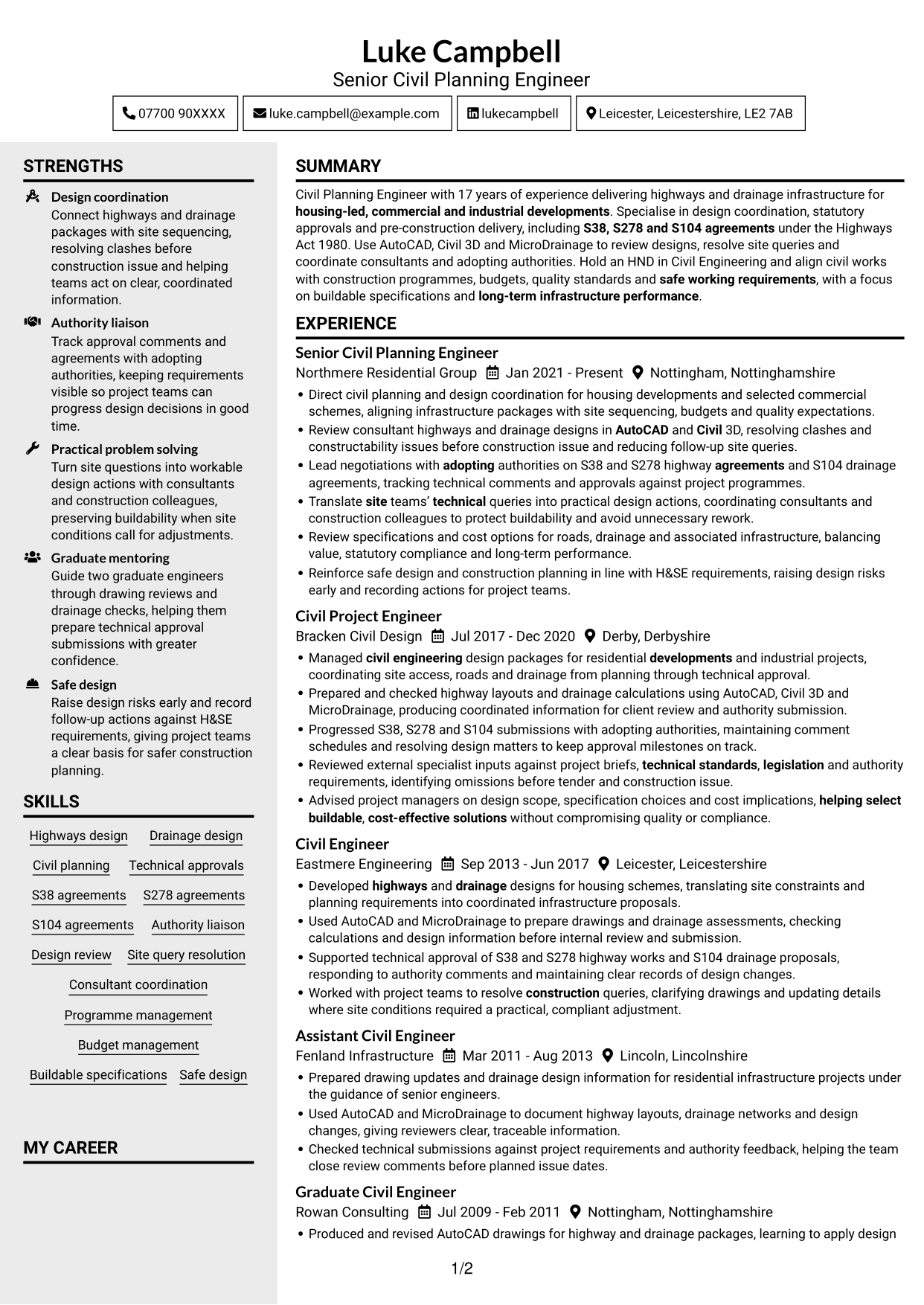 CV example — page 1