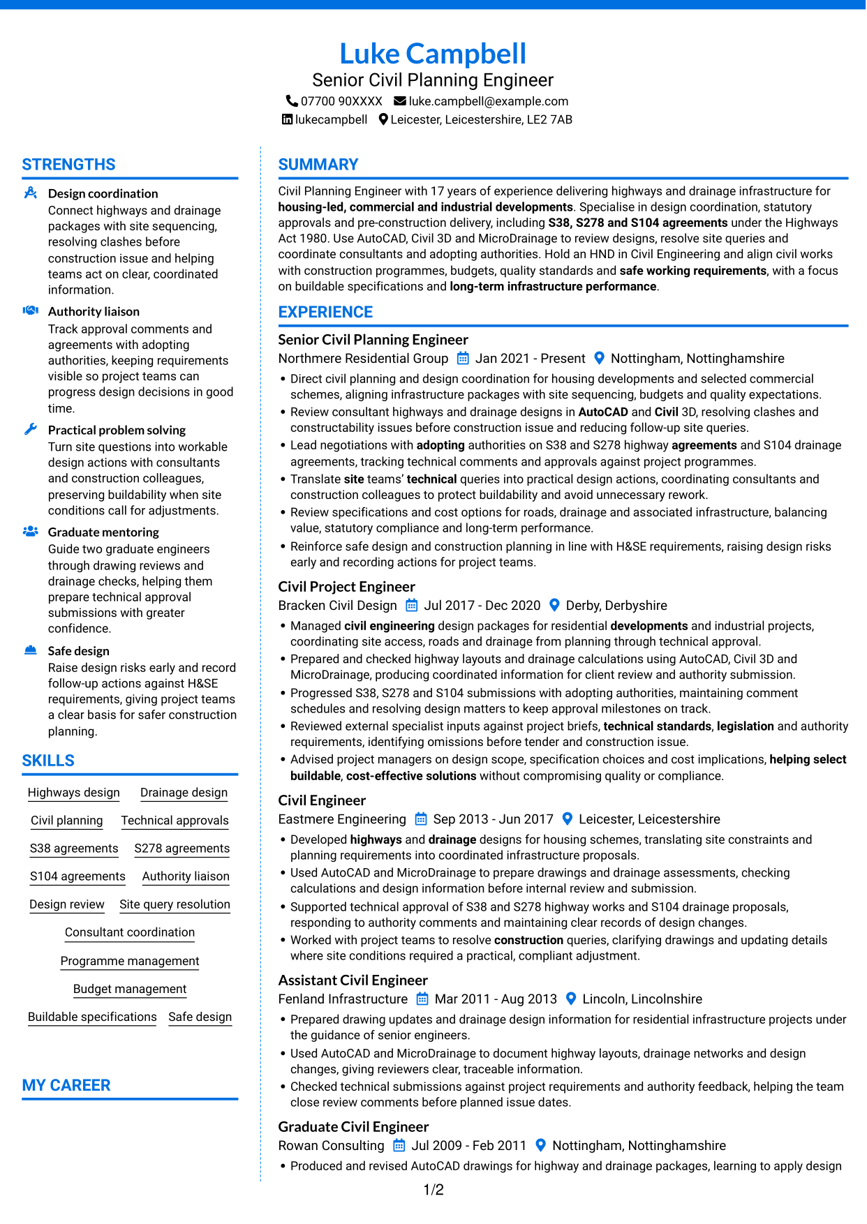 CV example — page 1