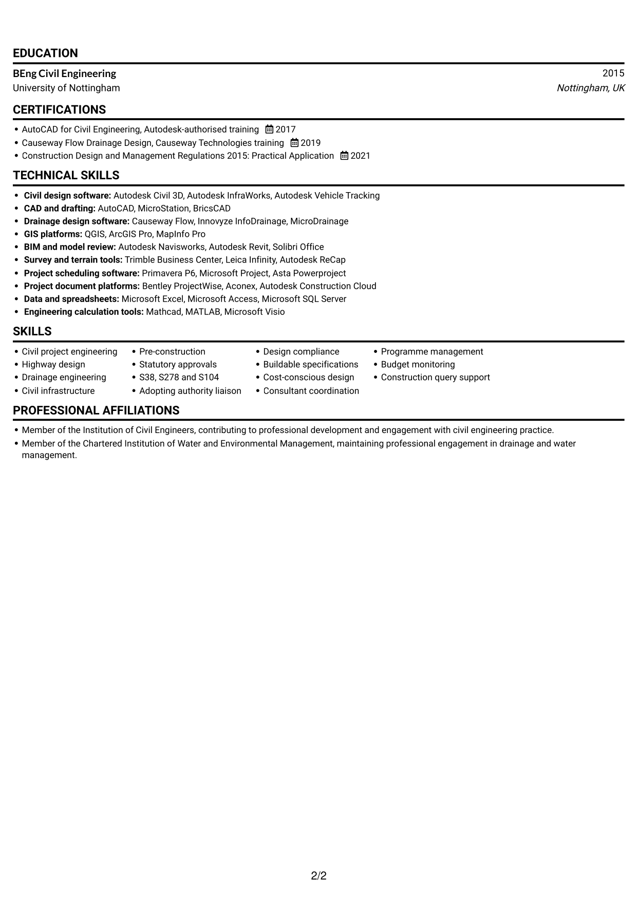 CV example — page 2