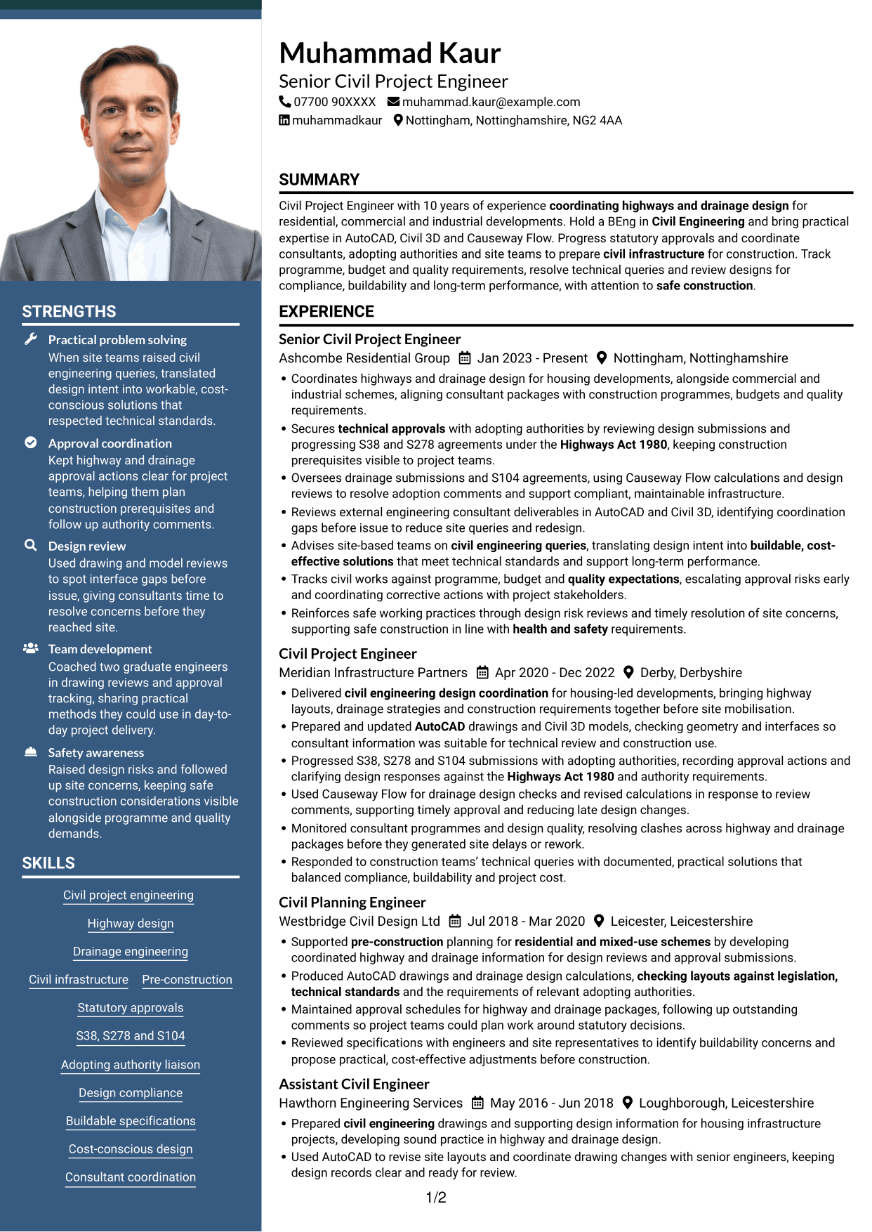 CV example — page 1