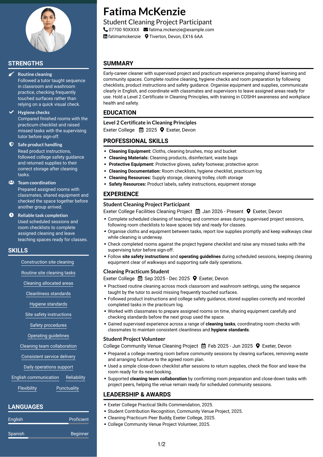 CV example — page 1