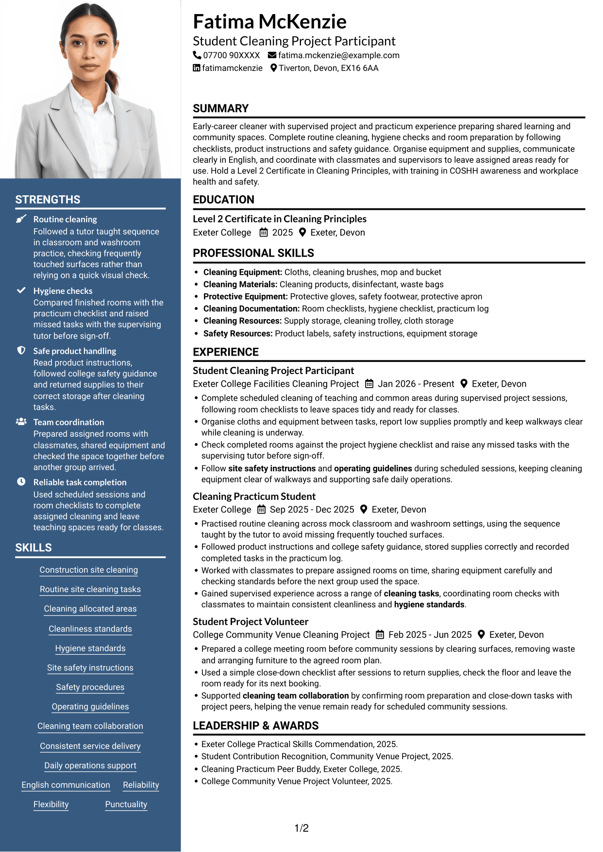 CV example — page 1