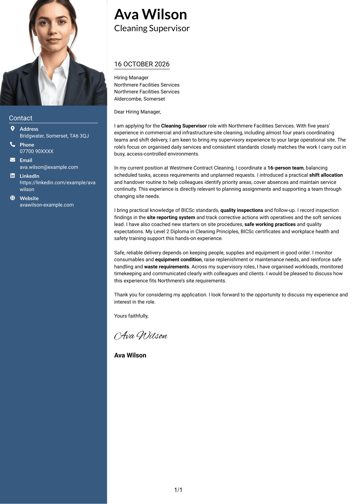 Cover letter example — page 1