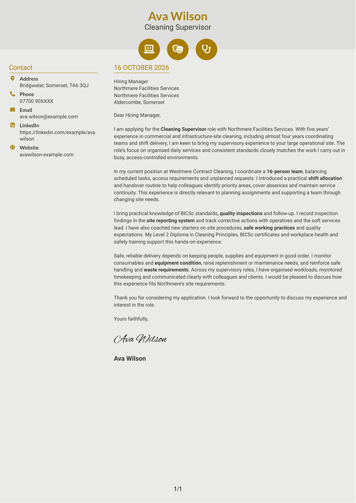 Cover letter example — page 1
