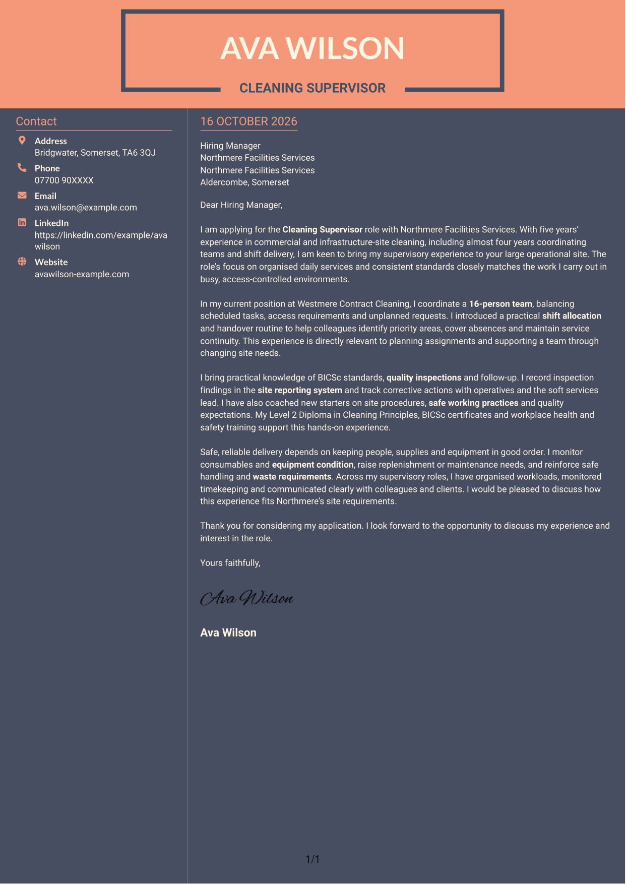 Cover letter example — page 1