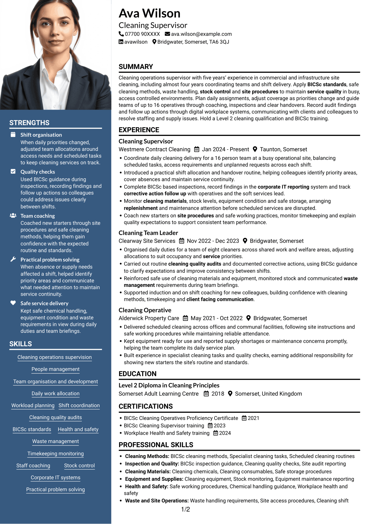 CV example — page 1