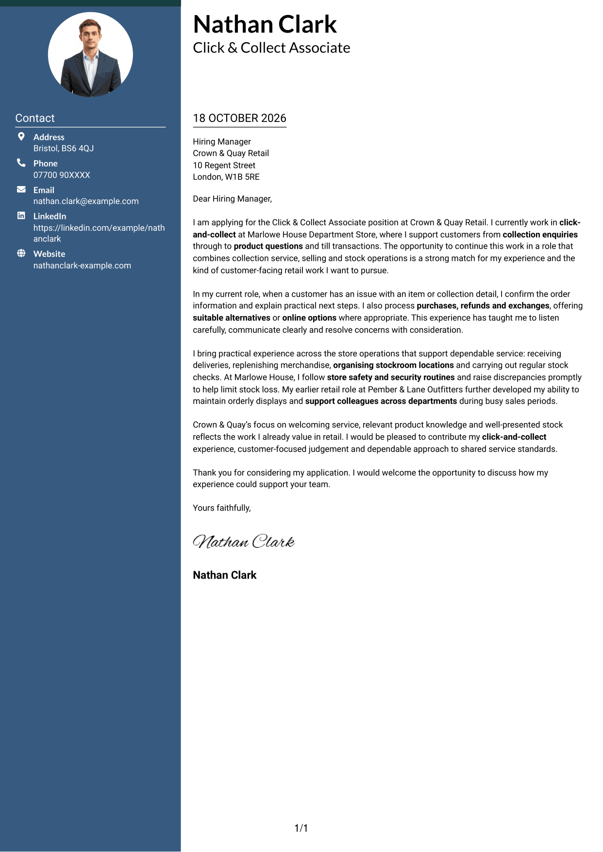 Cover letter example — page 1