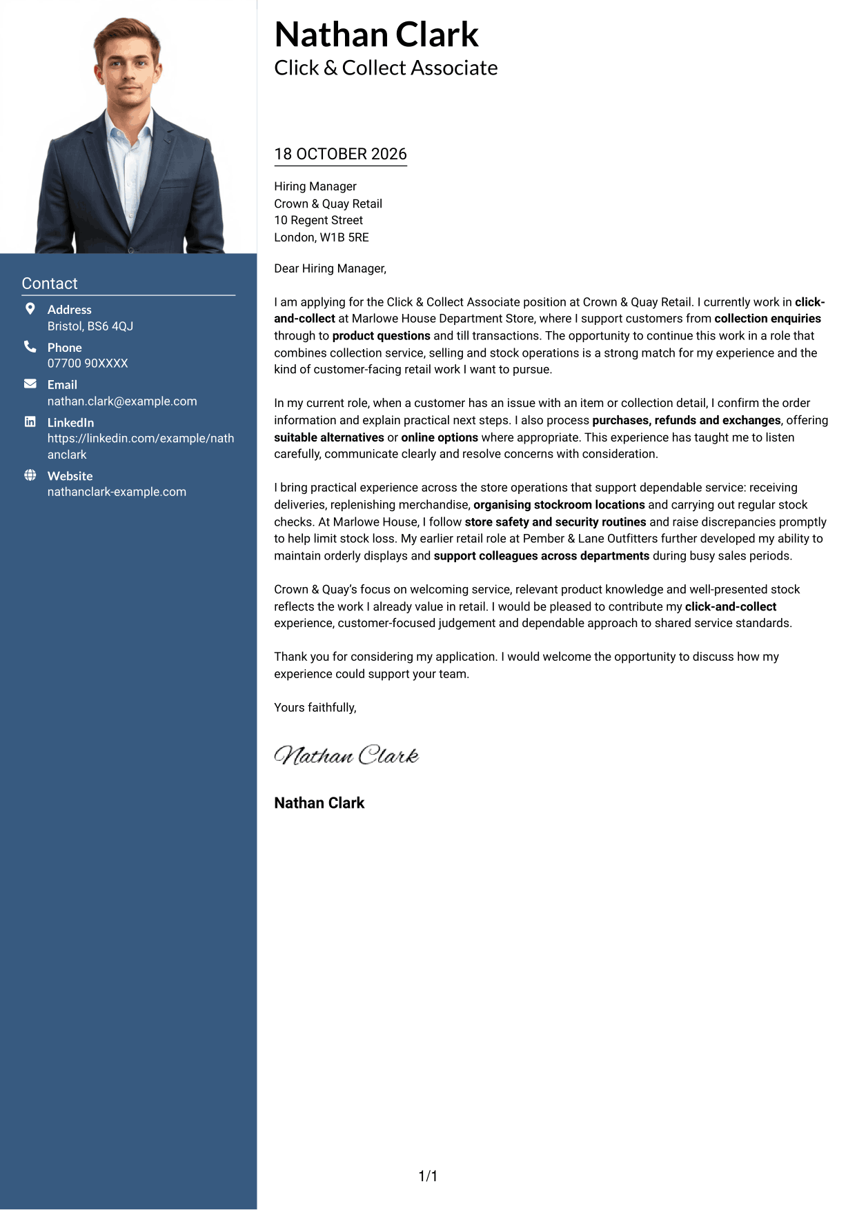 Cover letter example — page 1
