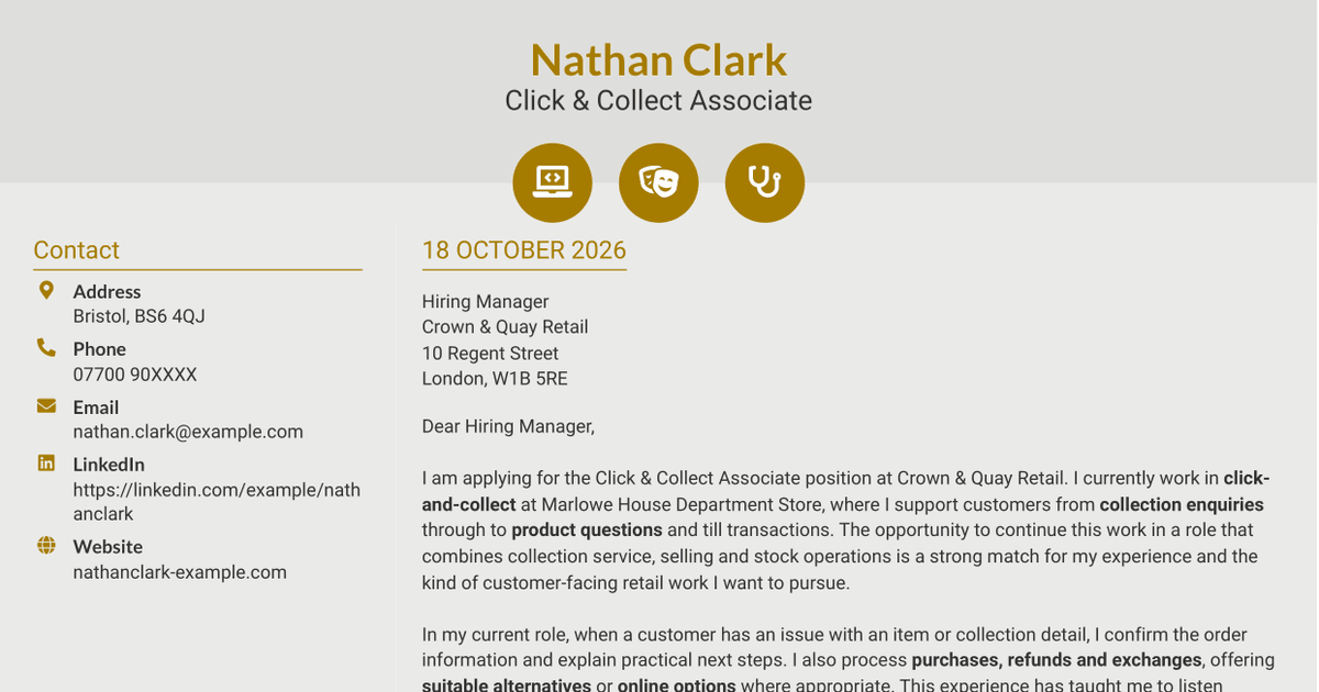7 Click & Collect Associate Cover Letter Templates with Example