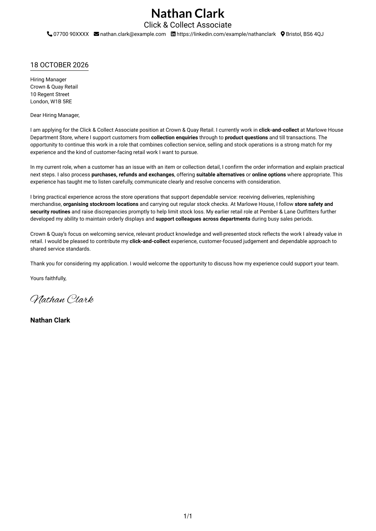 Cover letter example — page 1