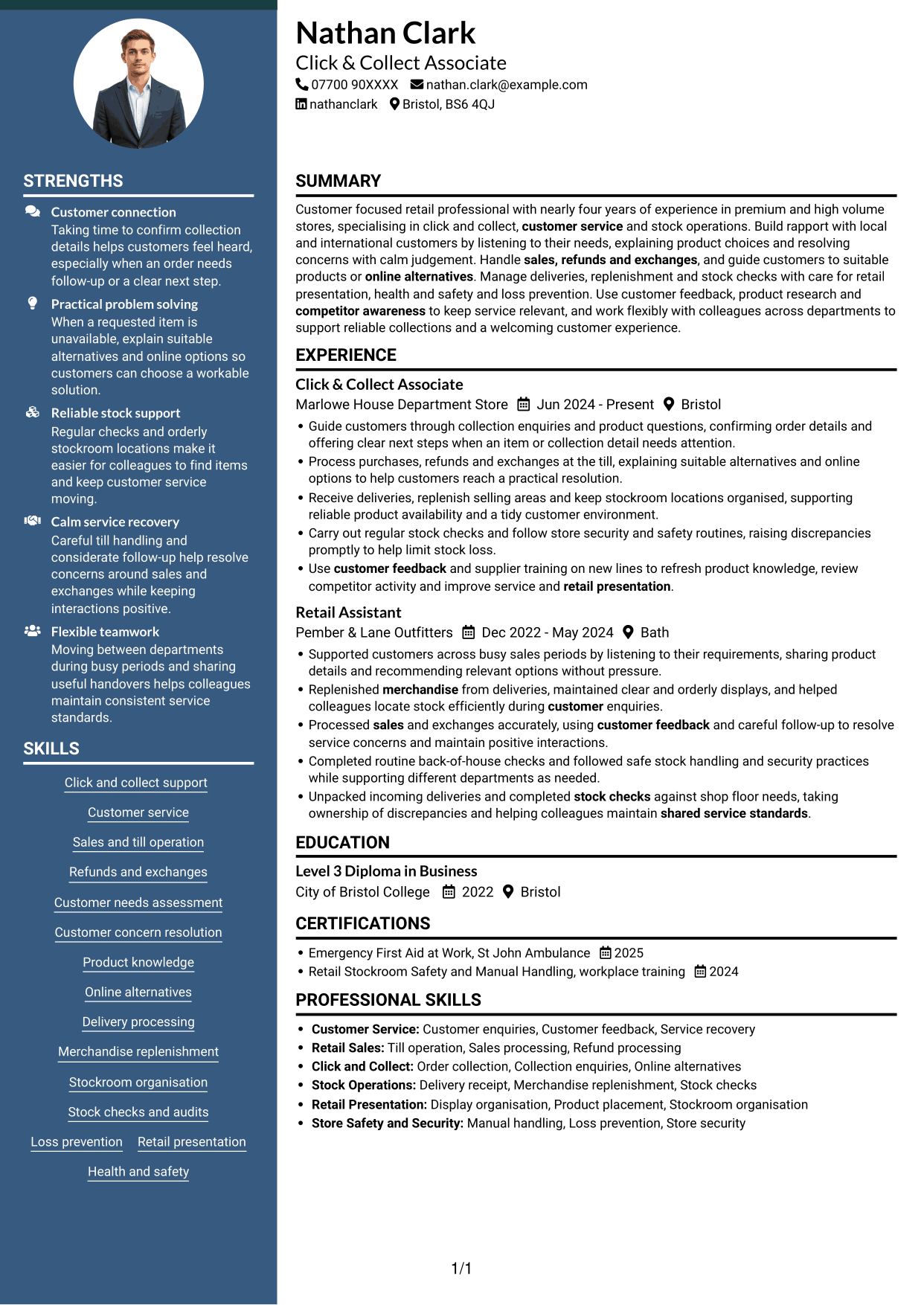 CV example — page 1