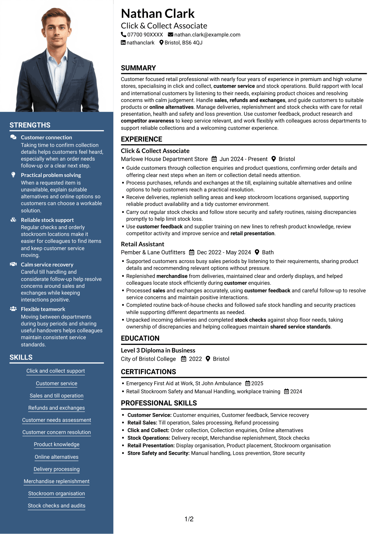 CV example — page 1