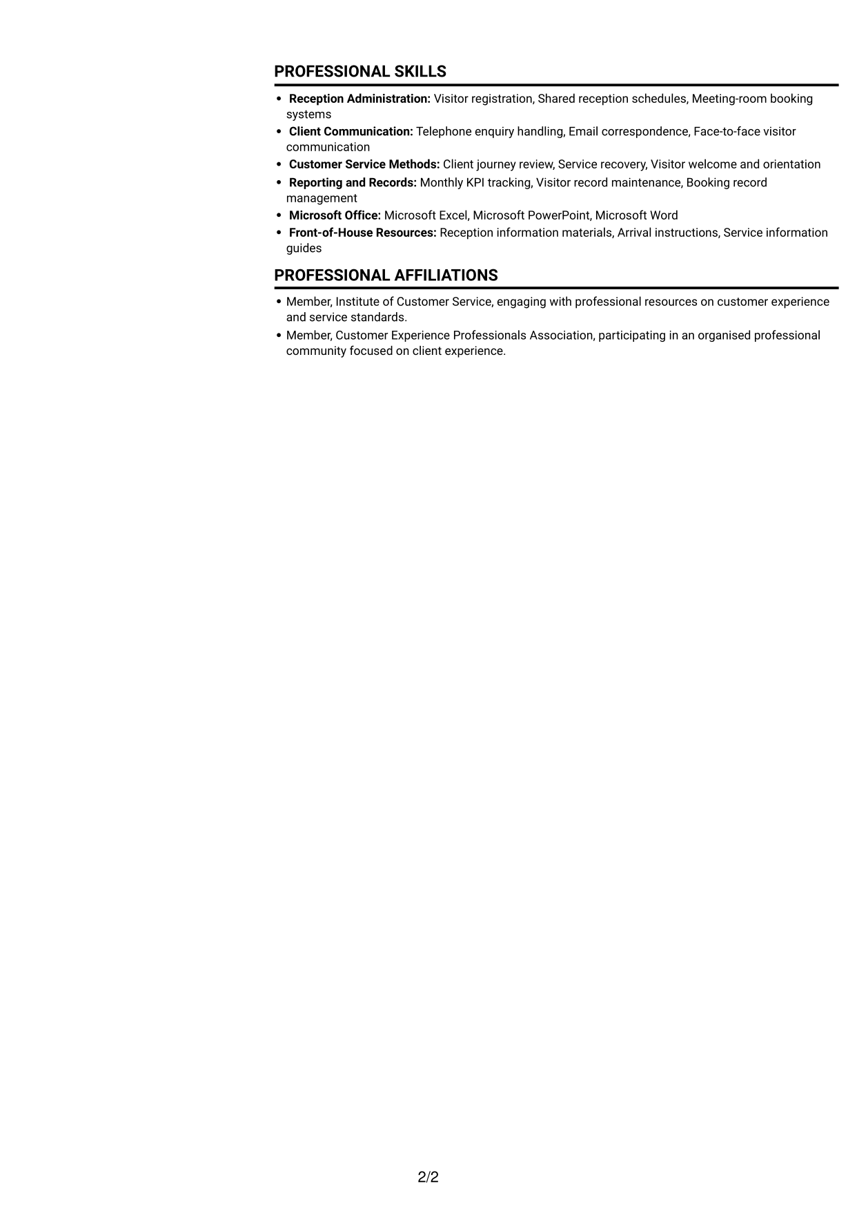 CV example — page 2