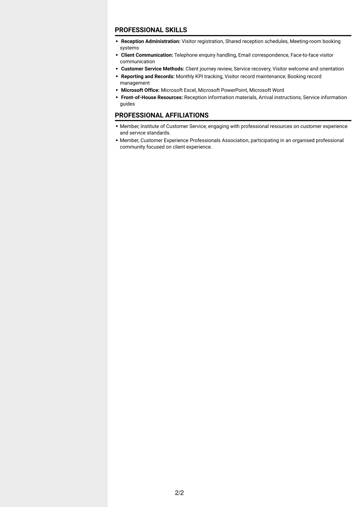 CV example — page 2