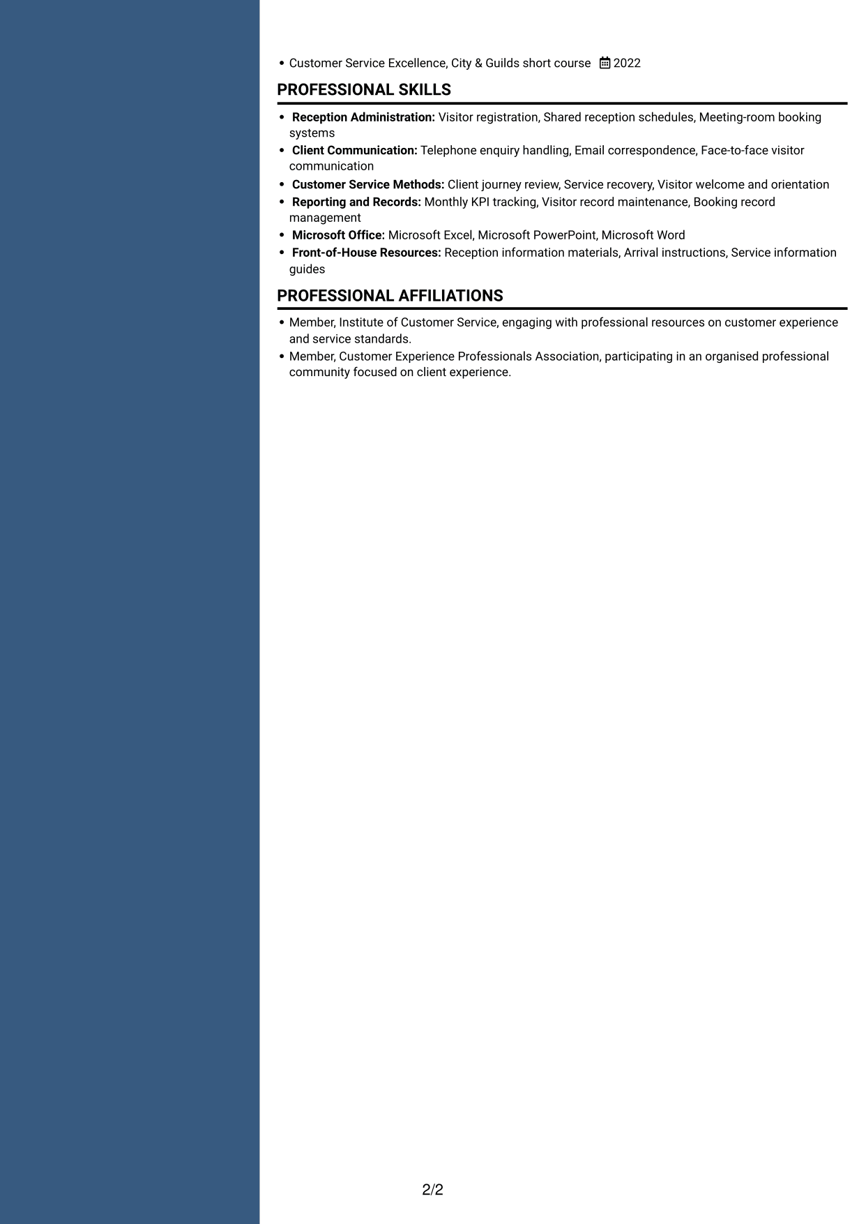 CV example — page 2